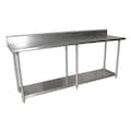 Bk Resources Work Table Stainless Steel With Undershelf, 5" Backsplash 96"Wx24"D VTTR5-9624
